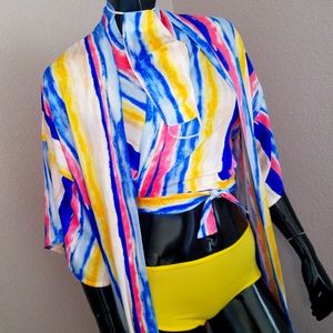 Matching duster and shirt set wear with shorts